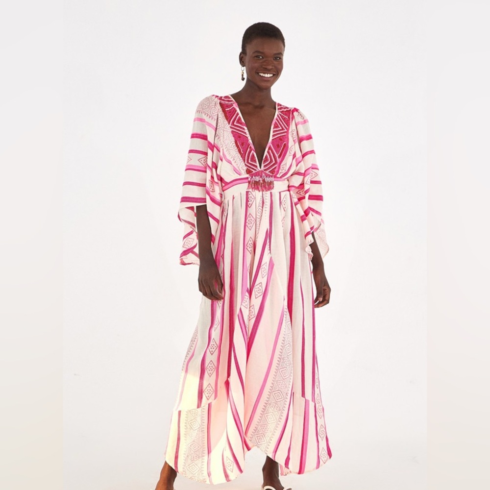 FARM RIO JACQUARD CAFTAN DRESS